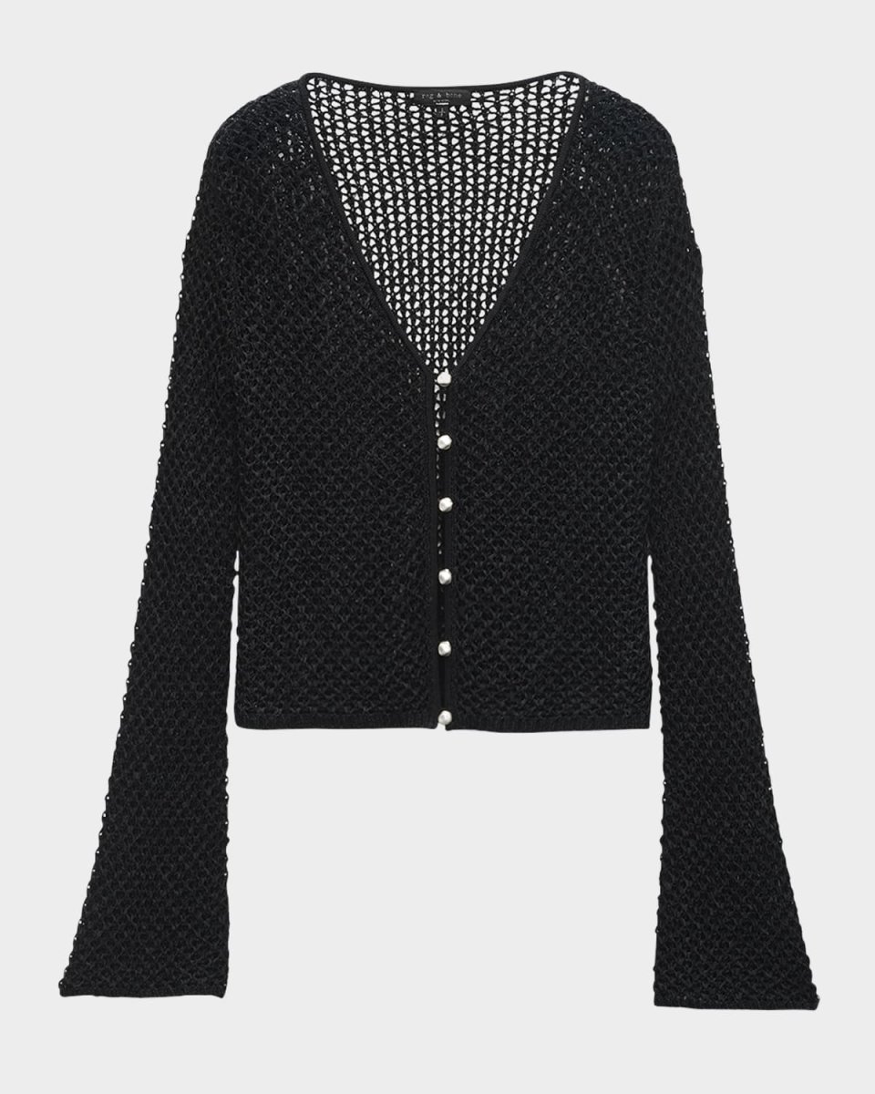 Ellie Open-Knit V-Neck Cardigan